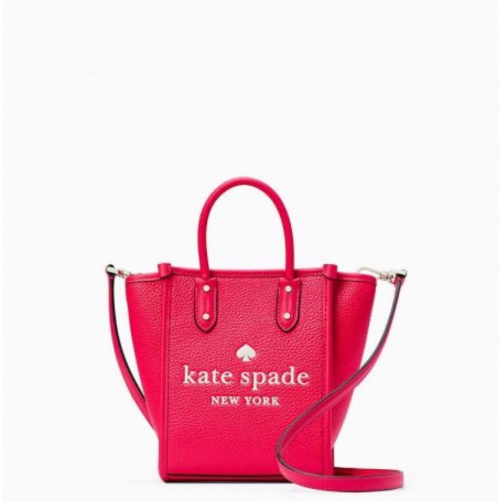 NWT!!! Kate Spade Pebbled Leather Ella Mini Tote in Bikini Pink + shopping bag